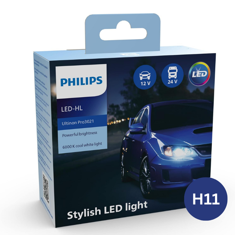 Philips Ultinon Access H8 / H16 / H9 Light Bulb LED 6000K Cold White 12V  2pcs 11366U2500CX