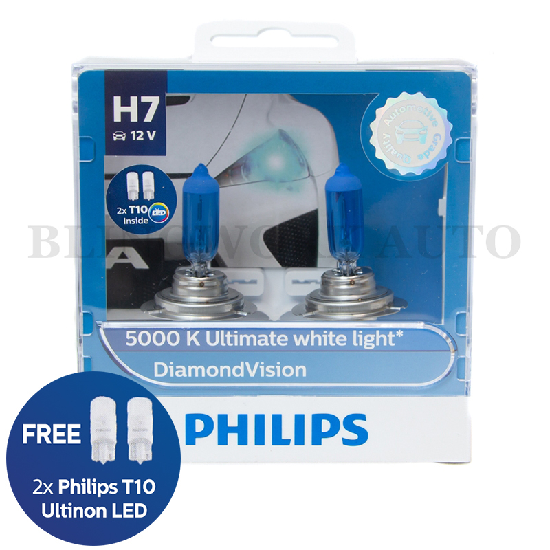 Philips Diamond Vision H7 Bombillas De Mejora De Faro 5000K (Pack