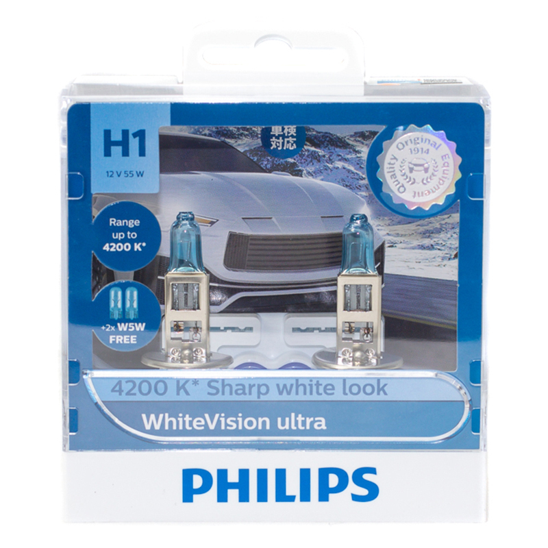 H7 Philips WhiteVision Ultra 12V 55W Halogen Bulbs (Pair)