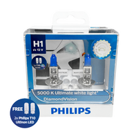 (PAIR) Philips H1 Diamond Vision 5000K White Halogen Bulb