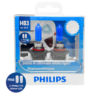 (PAIR) Philips HB3 9005 Diamond Vision 5000K White Halogen Bulbs