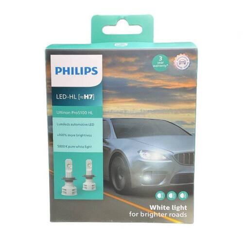 Philips Ultinon LED H7 Car Hi/lo Beam 6000K Cool White Light +160